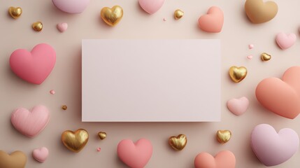 Valentines Day background with pastel hearts and large space for text to promote love and affection