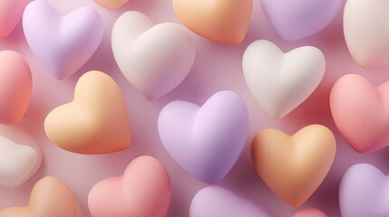 Soft pastel hearts create a warm background for Valentine's Day advertising and promotions