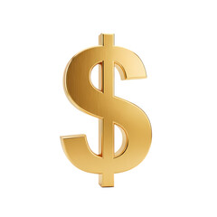 Obraz premium Golden dollar sign symbol in a clean studio shot with bright white lighting for financial and business representation.