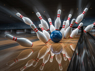 bowling ball and pins