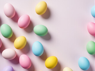 easter eggs on a pink background