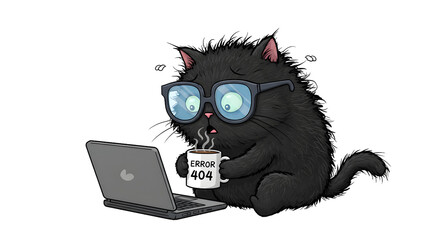 Programmer Cat with Error 404