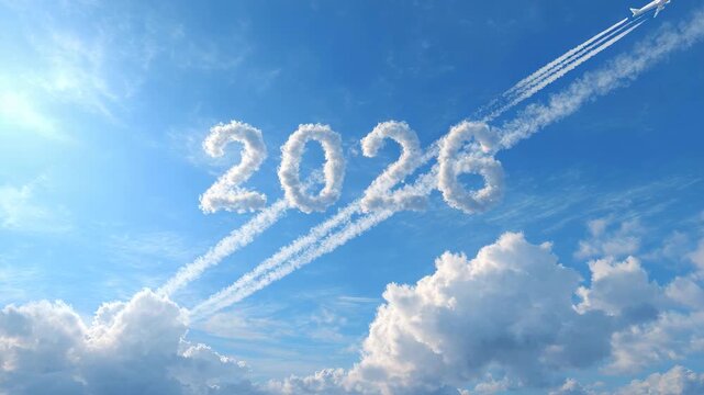 Happy New Year 2026 Written in Cloud Trails