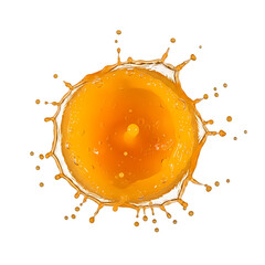 Orange juice splash in dynamic motion with bright orange color and liquid texture for beverage advertising.