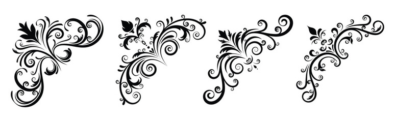 Vintage corners frames, decorative divider elements. Wedding design vector illustration