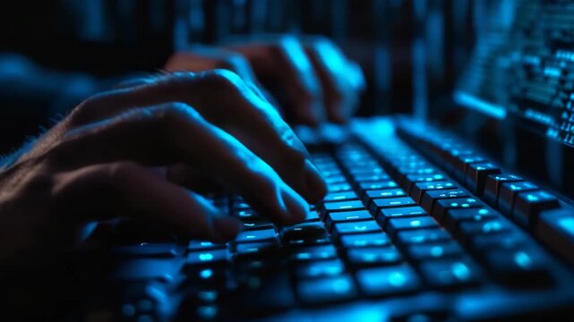 Software Developer Working at Night on Computer