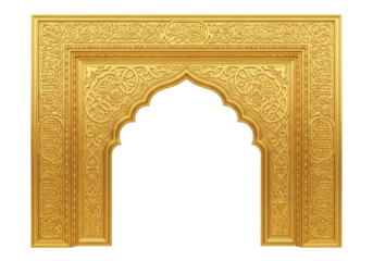 golden ornate arabesque arch gateway with filigree frame
