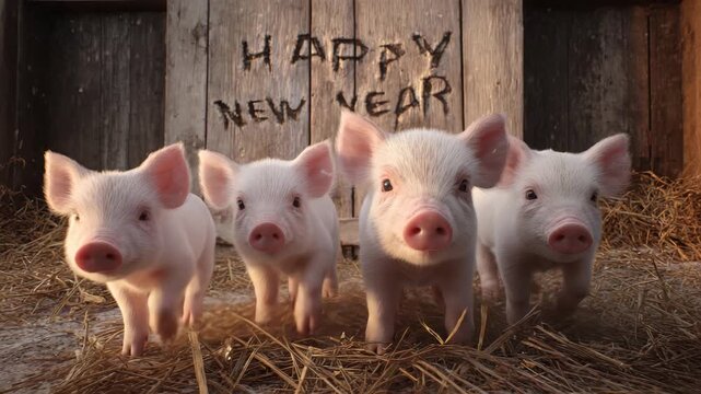 Festive New Year with Baby Pigs