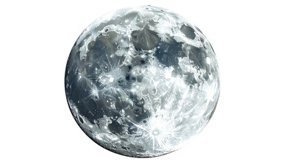 Close-up view of the moon with craters and illuminated textures, isolated on a black background