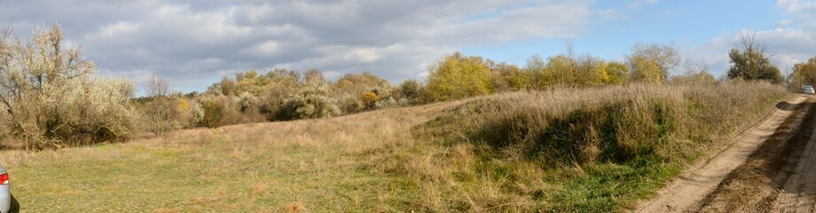 Autumn panorama near Obukhovka location, Dnepropetrovsk area, Ukraine.