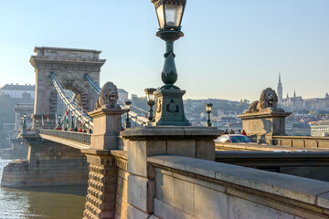 Sz&eacute;chenyi Chain Bridge from side of Jane Haining embankment, Budapest.