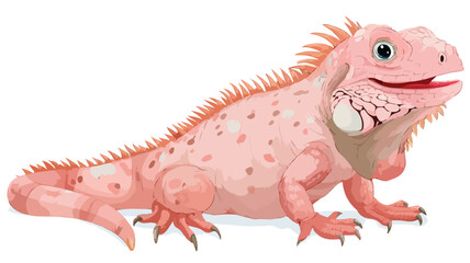 Fototapeta premium Cute Cartoon Iguana Posing and Smiling Vector with Outline