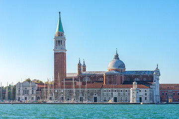 Fototapeta premium Panorama of San Giorgio Maggiore island with Basilica and Campanile, Venice, Italy