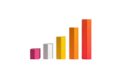 Colorful 3D bar graph on black background showing ascending trends