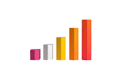Colorful 3D bar graph on black background showing ascending trends