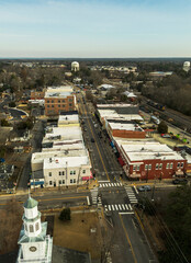 Aerial view of Salem Street in downtown Apex , Wake County, North Carolina