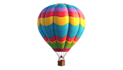 Fototapeta premium Colorful hot air balloon isolated against a black background, vibrant and eye-catching