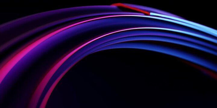black background, curved purple and blue lines in the shape of an arch on top, gradient Generative AI