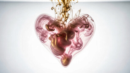 Naklejka premium Artistic heart-shaped ink swirling in water, symbolizing love and passion 