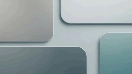 The scene displays a collection of four rounded rectangular shapes in various shades of gray and blue arranged on a plain background.
