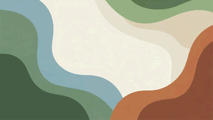 A serene abstract landscape with wavy shapes in various earthy tones evokes a sense of calmness and tranquility in a natural setting.