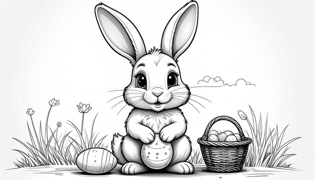 Niedlicher Osterhase &ndash; Ausmalbild f&uuml;r Kinder