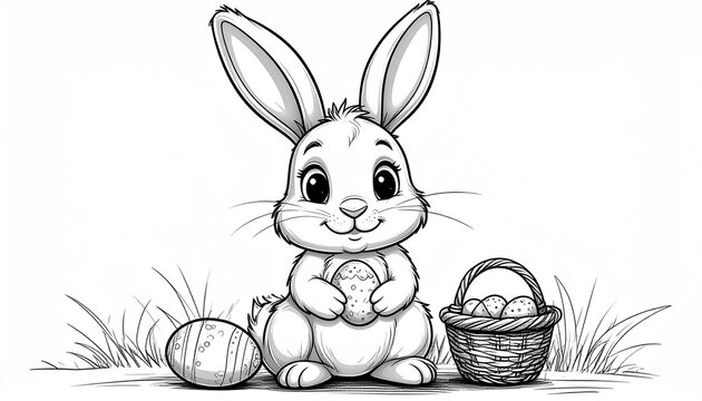 Niedlicher Osterhase &ndash; Ausmalbild f&uuml;r Kinder