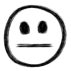 Neutral Speechless Face Icon in Rough Hand Drawn Sketch Style