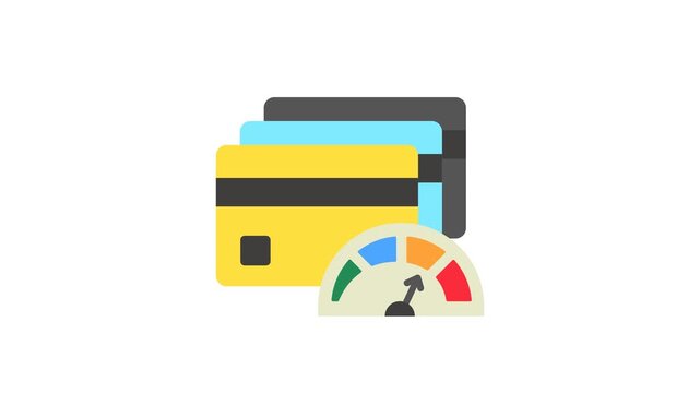 Credit Limit 2D Objects Animation Flat Cartoon 4K Video Credit Card, Transparent Alpha Channel. Editable Animated Icon On Transparent Background For Investment, Finance.