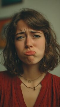 woman looking with moral disgust, restrained expression