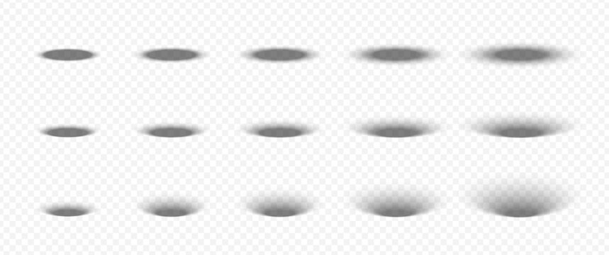 Realistic circle shadow effects create soft depth for round objects and spheres. A set of diffused black shades on floor and walls provides a professional 3d drop effect for isolated product icons.