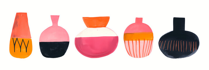 Ratatosk abstract glass dropper small clipart set of 4 simple shapes. Minimalist art concept for graphic design and modern decoration. Banner with copy space