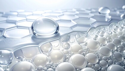 肌内部の角層と美容液浸透を描いたマクロ3Dスキンケアイメージ ジェネレーティブAI