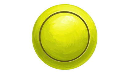 Digitally painted, circular yellow button with a slightly lighter center and darker outline