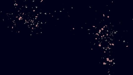 Pink and gray confetti pieces on dark blue background celebration