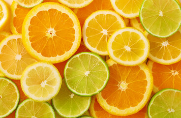Obraz premium lemon and lime slice background 