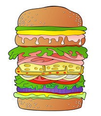 Hamburger with everything on it