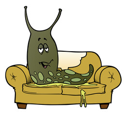 Sofa Snail, slimy and lazy