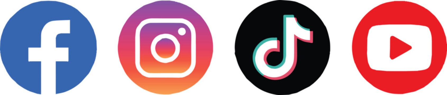 social media icons facebook instagram tiktok youtube circular vector