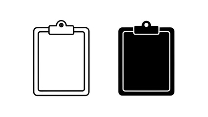 Vector illustration of outline and solid clipboard icons for document organization, on transparent background