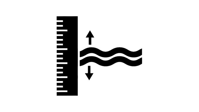 Vector illustration of a water level measurement icon depicting fluctuating waves on a transparent background
