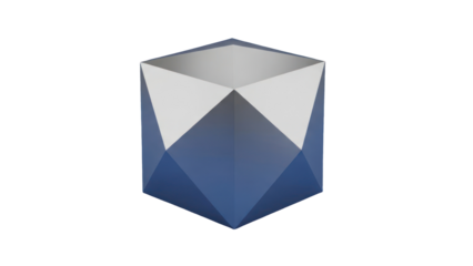 Geometric cube shape isolated on transparent background