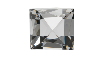 Crystal cube geometric object isolated on transparent background