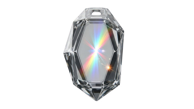 Crystal pendant with rainbow reflection, isolated on transparent background - Powered by Adobe