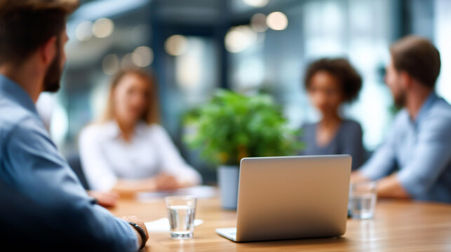 Faceless business people meeting discussion for corporate planning strategy office brainstorming session group employee workers team planning collaboration - Powered by Adobe