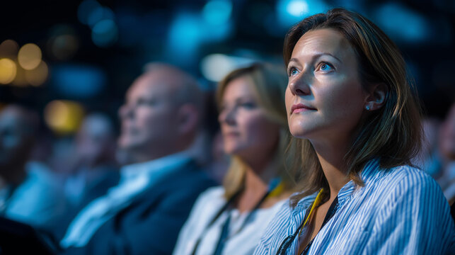 Conference photo audience and speakers giving speech seminar presenters panel during forum corporate managers sales executive training investor pitch