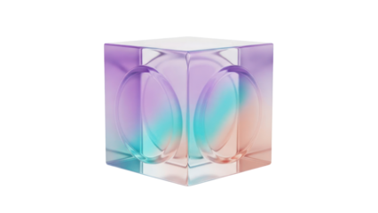 Abstract Glass Cube with Gradient Light Isolated