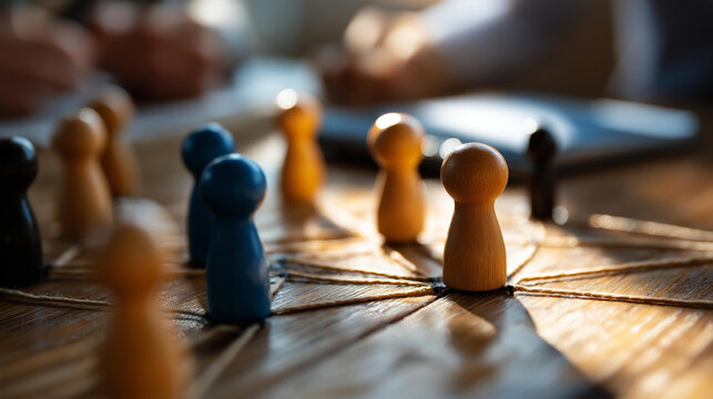 Executive harmony grid icon concept depicting visual map for enhanced strategic alignment and team collaboration, leadership coordination, with copy space