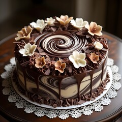 chocolate cake with flowers