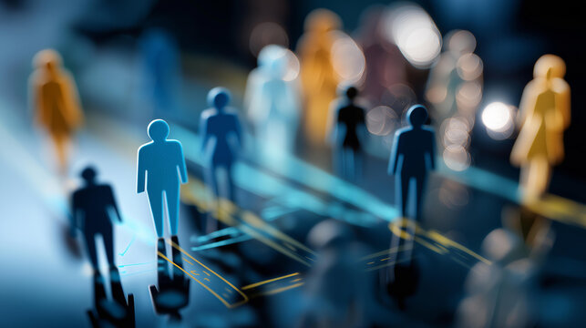 Conceptual illustration of organizational structure roadmap icon depicting evolving organizational chart, hierarchy development, with copy space